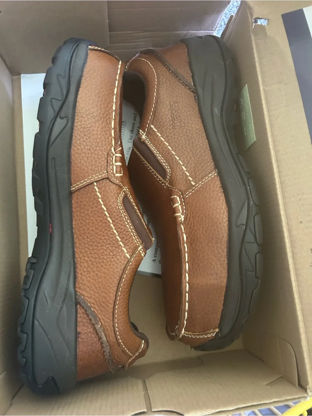 Rockport Tan Leather Steel Toed Slip-On Loafers Size 9M